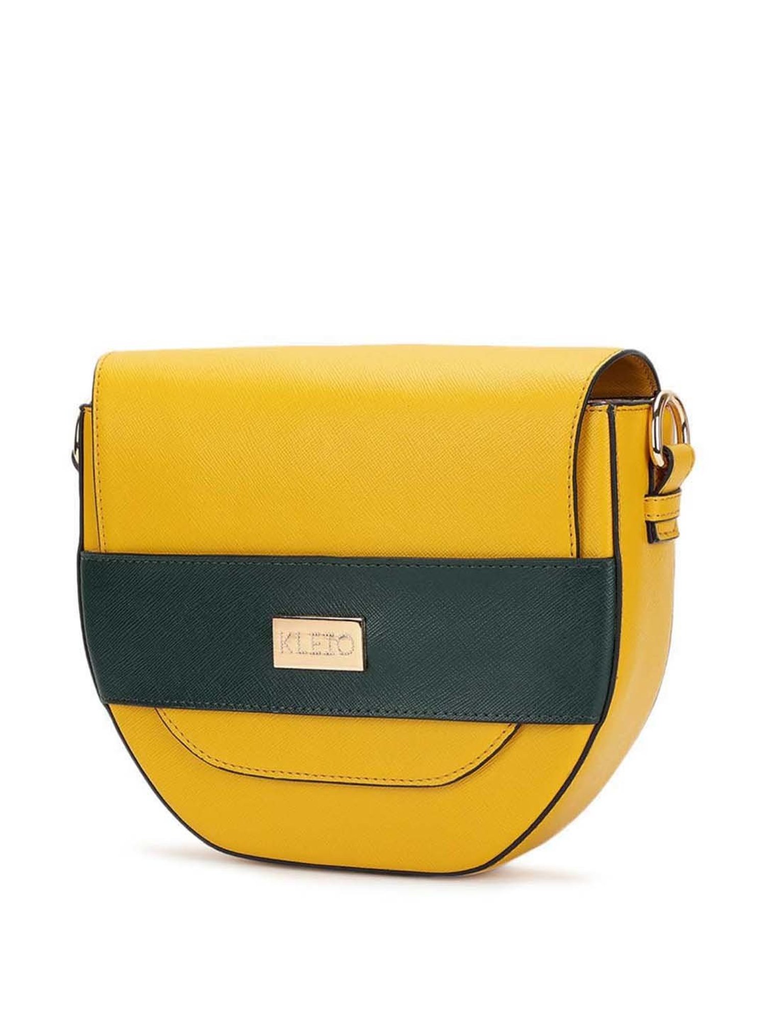 KLEIO Yellow Solid Medium Sling Handbag