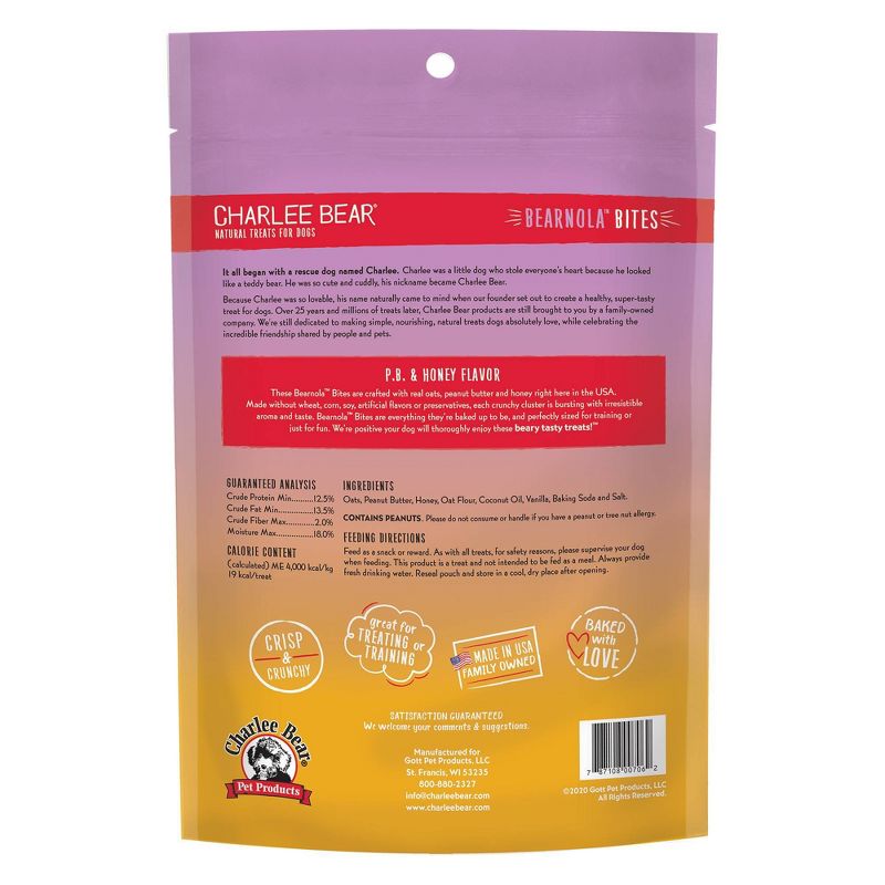 Charlee Bear Bearnola Peanut Butter and Honey Dog Treats - 5oz