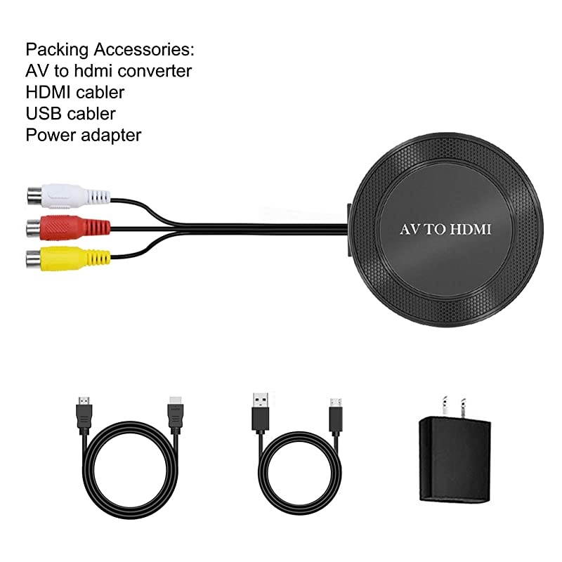 to HDMI Converter Composite to HDMI Adapter Support 1080P PALNTSC Compatible with WII WII U PS one PS2 PS3 STB Xbox VHS VCR BlueRay DVD