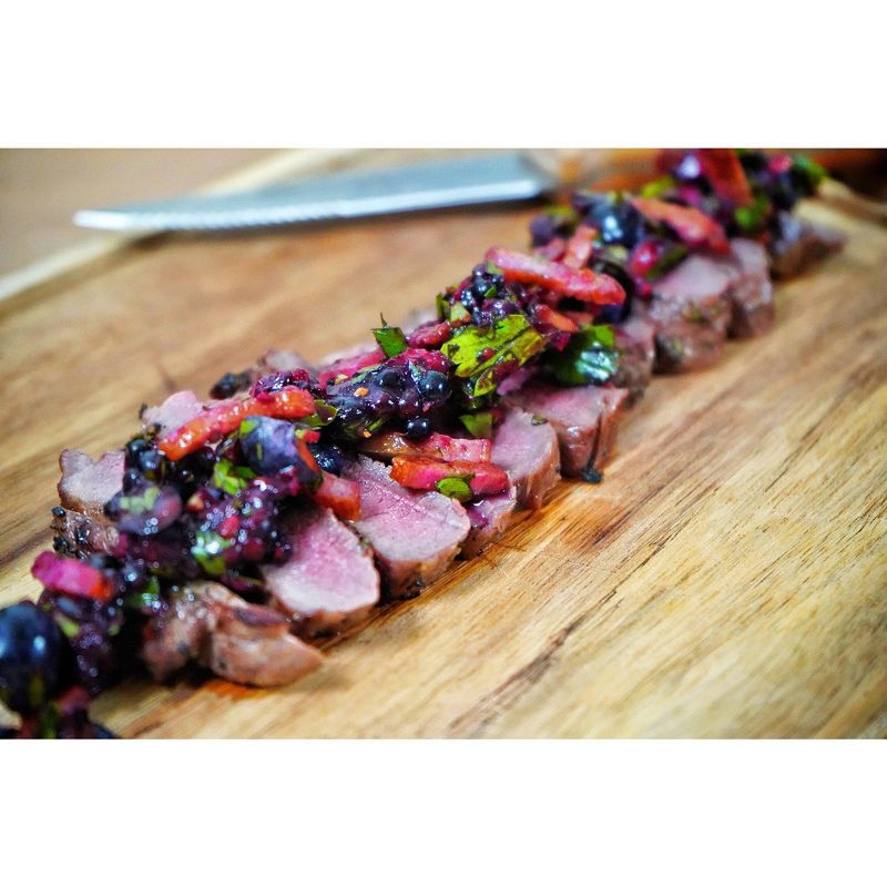 Yukon Glory Premium 100% Acacia Steak Board Set with Juice Groove, Steak Knife, and Condiment Cups