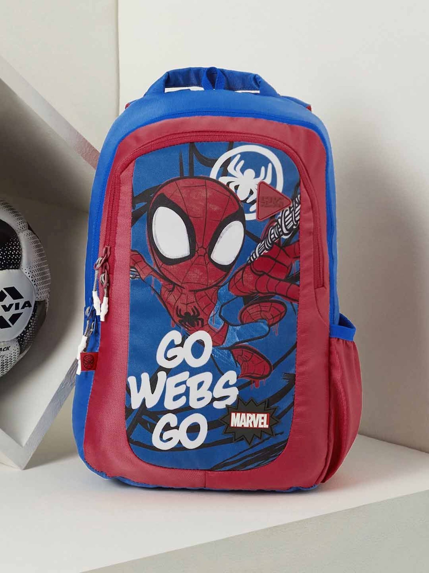 Wiki Back to School Champ 2 Red & Blue Polyester Printed Backpack - 16 Ltrs