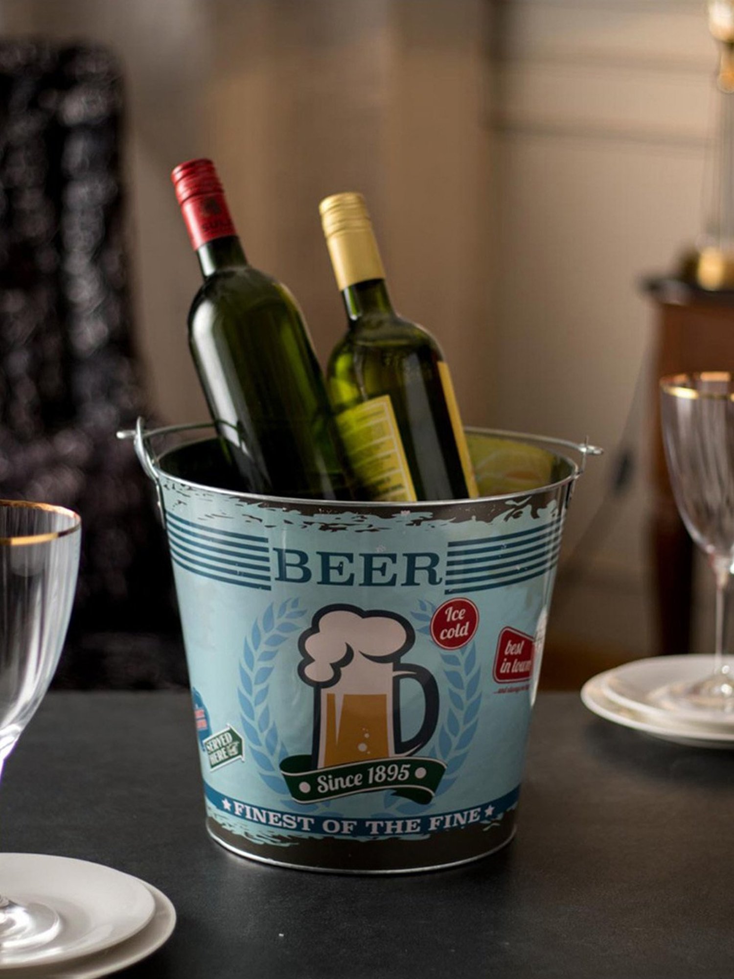 The Decor Kart Blue Metal Beer Beverage Tub