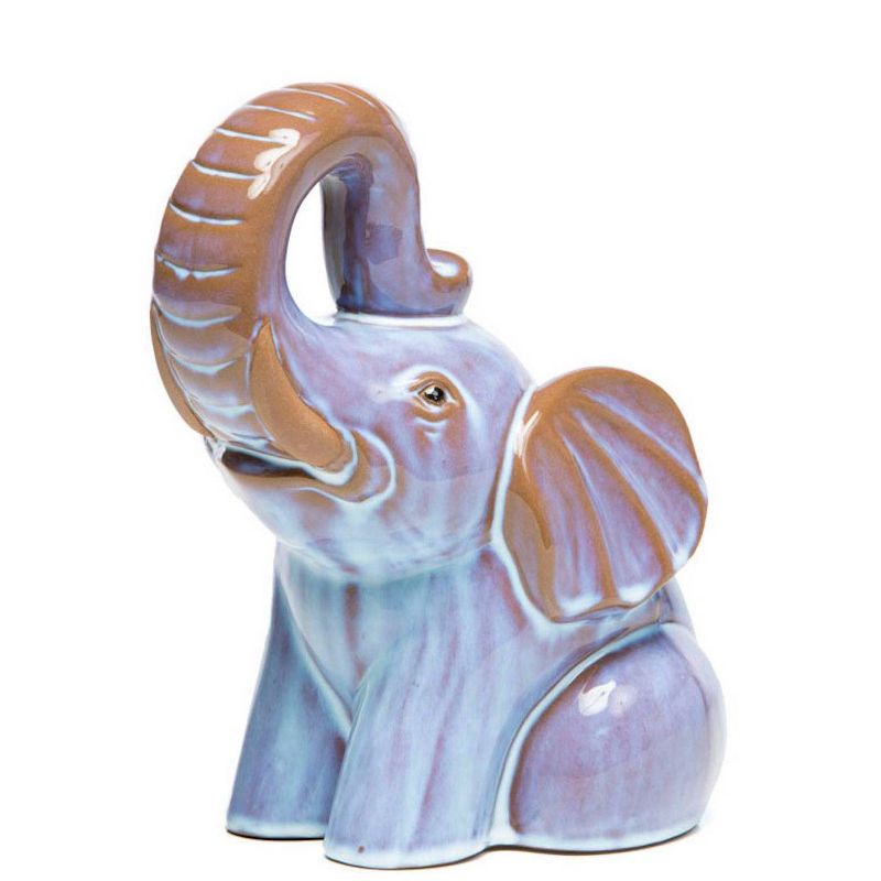 12" Handmade Glazed Ceramic Elephant Statue - Alfresco Home LLC