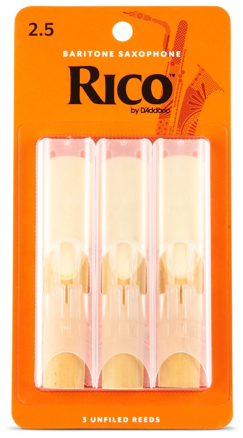 Rico Baritone Saxophone Reeds, Box of 3 Strength 2.5 Box of 3