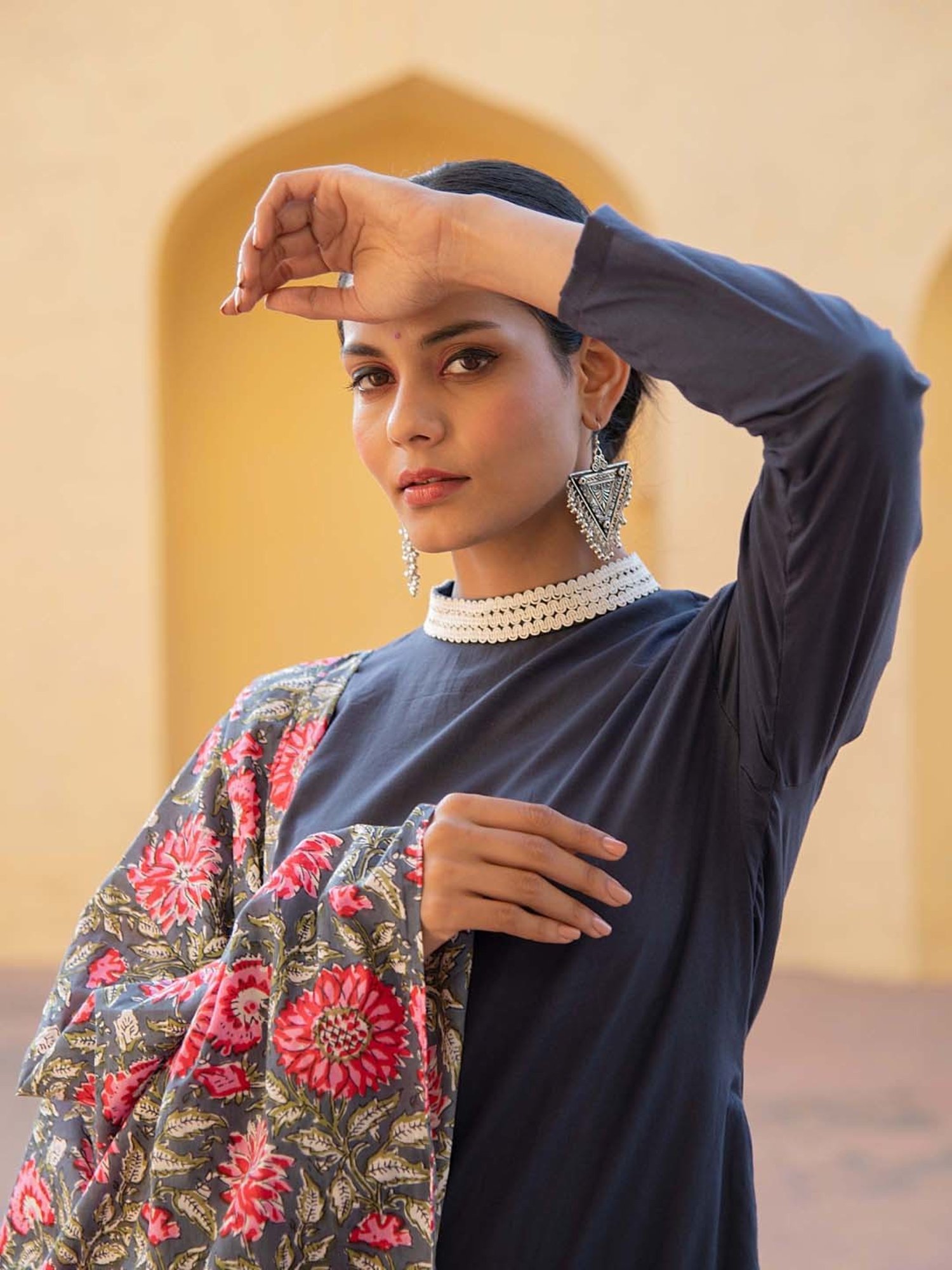 KAORI BY SHREYA AGARWAL Blue Cotton Kurta Pant Set With Dupatta