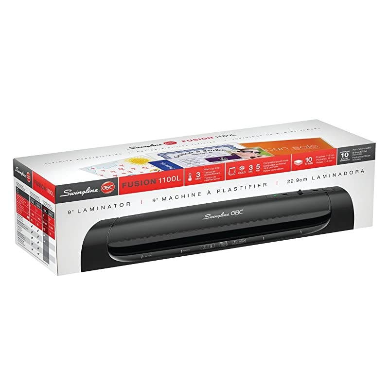 Thermal Laminator Machine Fusion 1100L 9 Inch 4 Min Warmup 3 or 5 Mil with 10 EZUse Laminating Pouches 3381650026