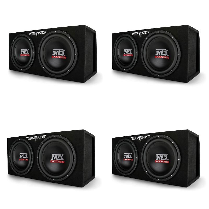 MTX TNE212DV 12-Inch Subwoofer Compatible 2000-Watt Max Car Audio Dual Loaded Subwoofer Vented Box Enclosure (4 Pack)