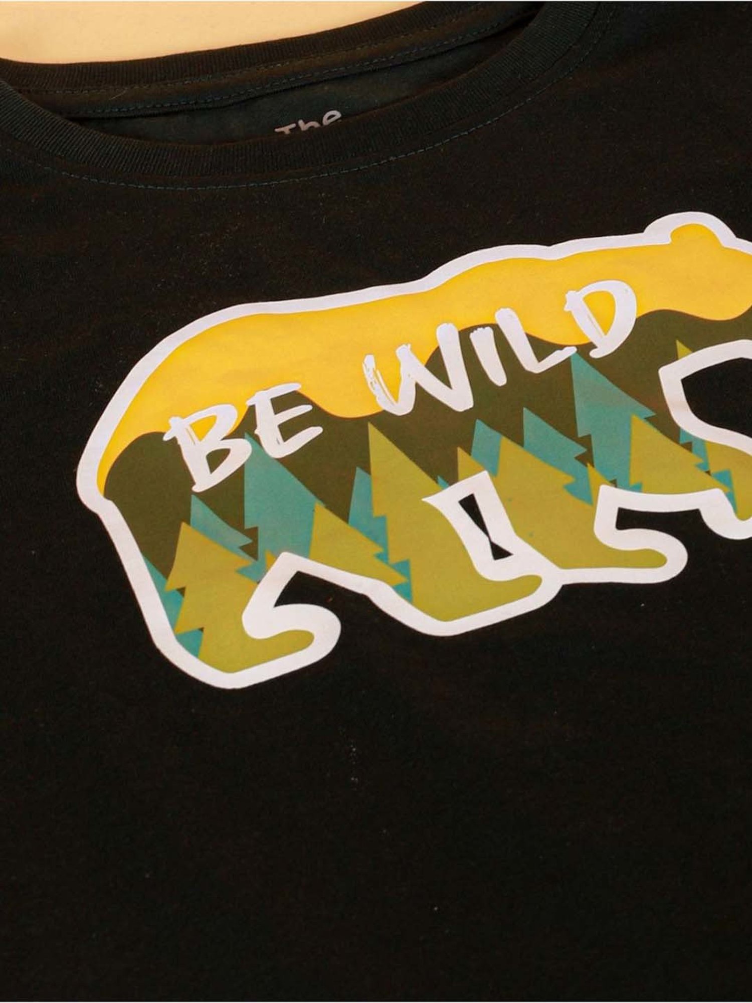 The Mom Store Kids Black & Green Cotton Printed T-Shirt Set