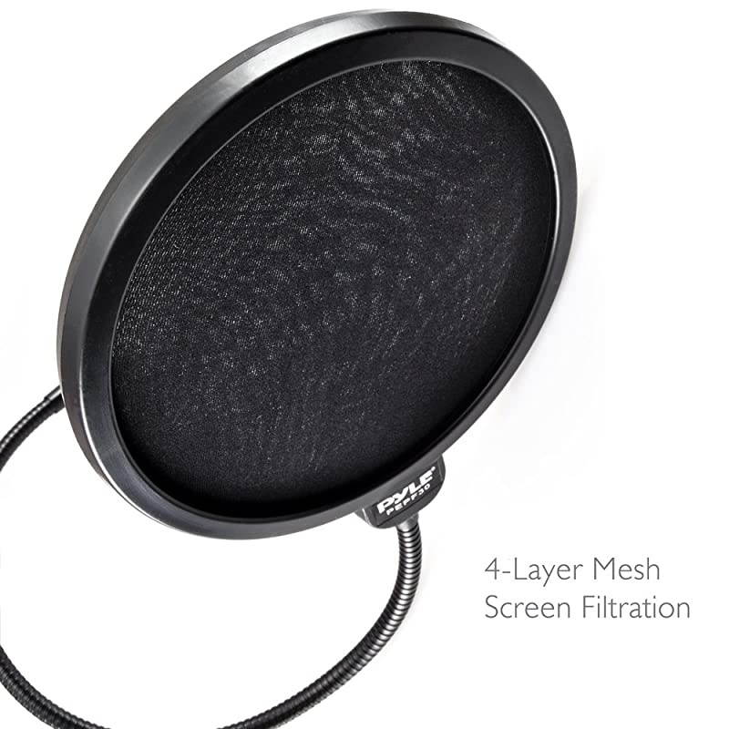 Professional Microphone Filter ScreenMic Pop Blocker Mask Shield 4Layer Mesh Wind Filtration 16quot 360&deg; Flexible Gooseneck Stabilizing Arm Universal ClampStyle Knob PEPF30