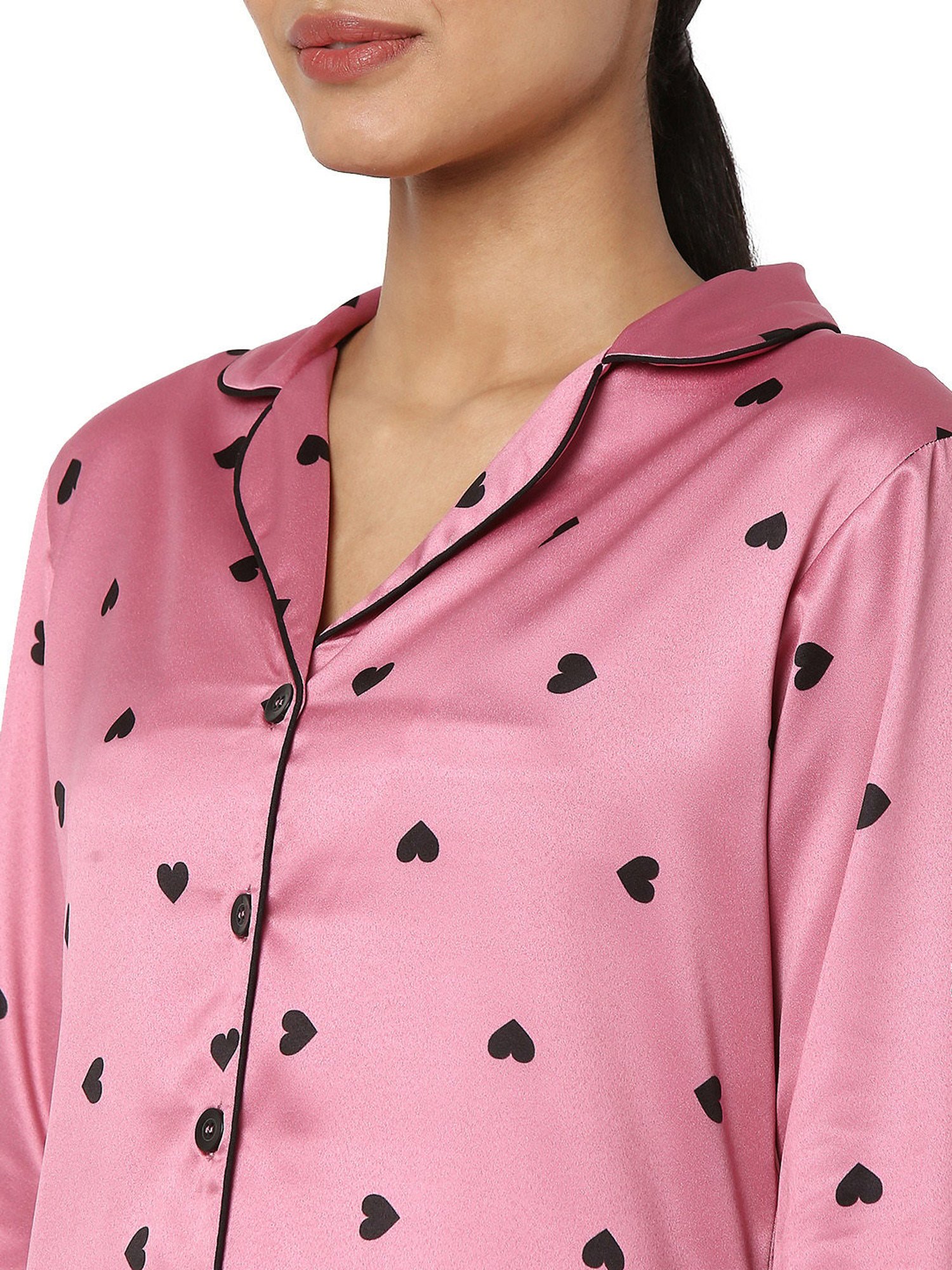 Smarty Pants Pink Satin Print Shirt With Pyjamas