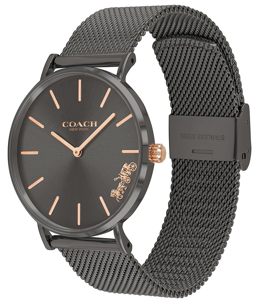 COACH Perry Gunmetal Mesh Bracelet Watch