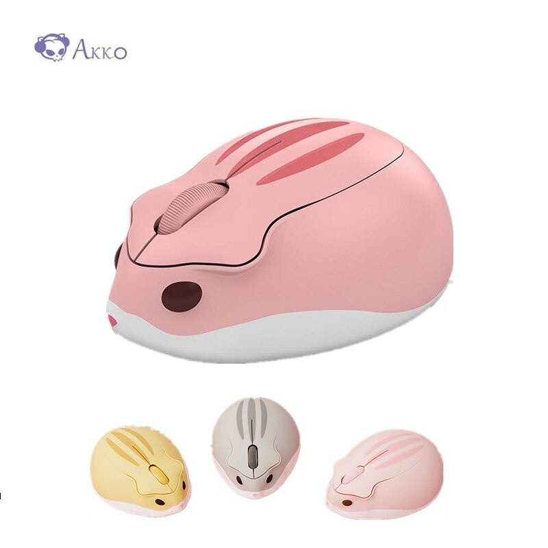 AKKO Hamster Shape 2.4GHz Wireless Mouse Pink 4000DPI USB Connection Mice Cute Shape Gaming Mouse For PC Laptop Kids Girl Gift