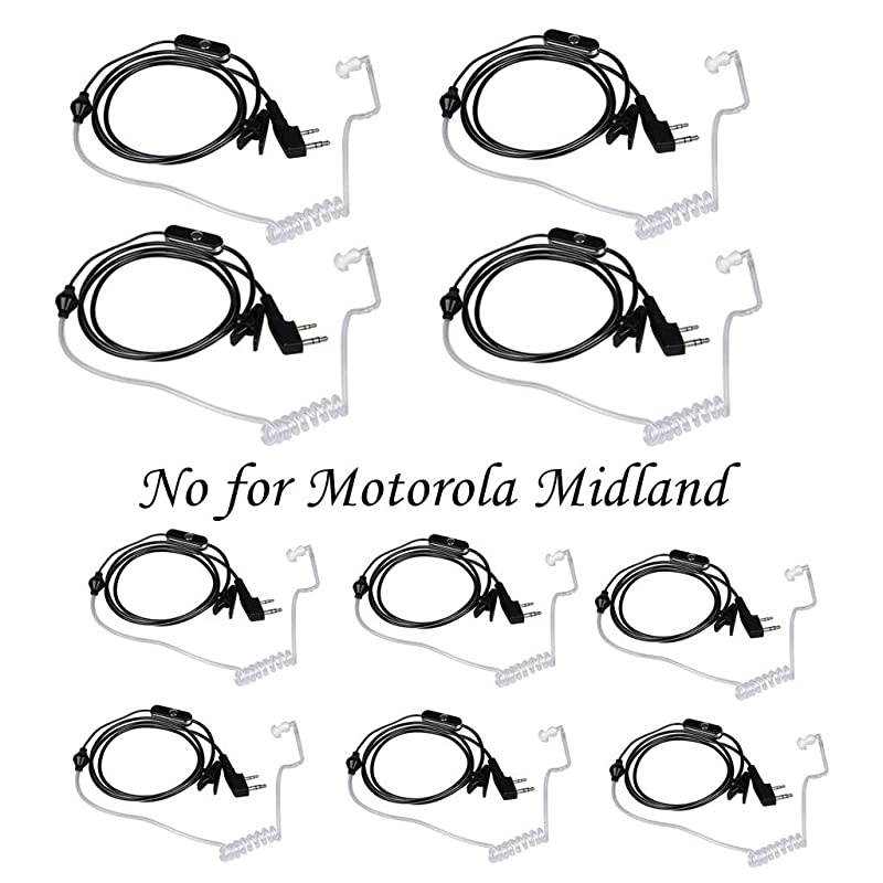 Talkies Earpieces 10 Packs for Baofeng UV5R BF888S Retevis H777 Kenwood PUXING with 2 Pins Acoustic Tube Headset with Mic