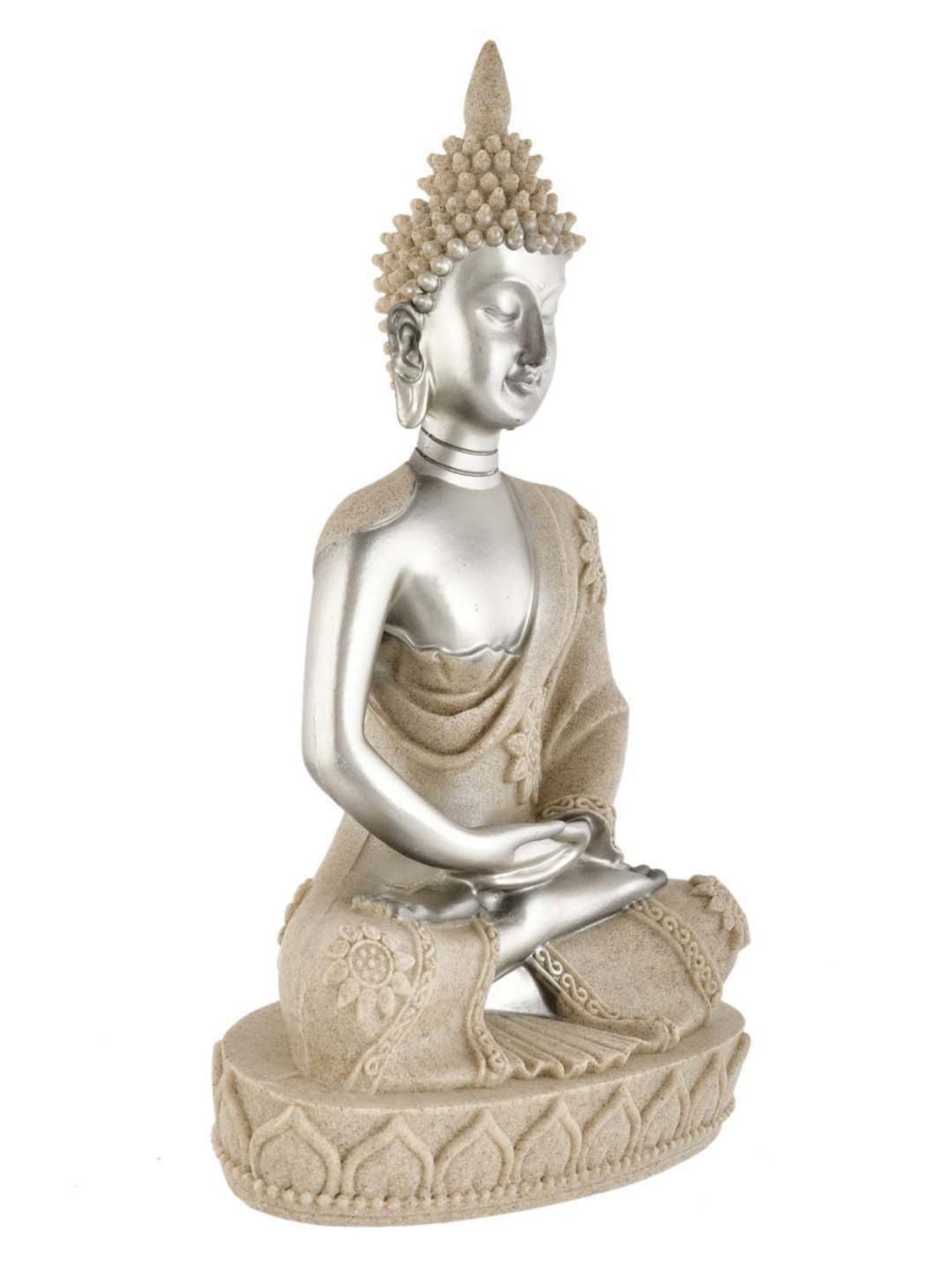 Tayhaa Silver Resin Eternal Wisdom Tranquility Buddha Idol