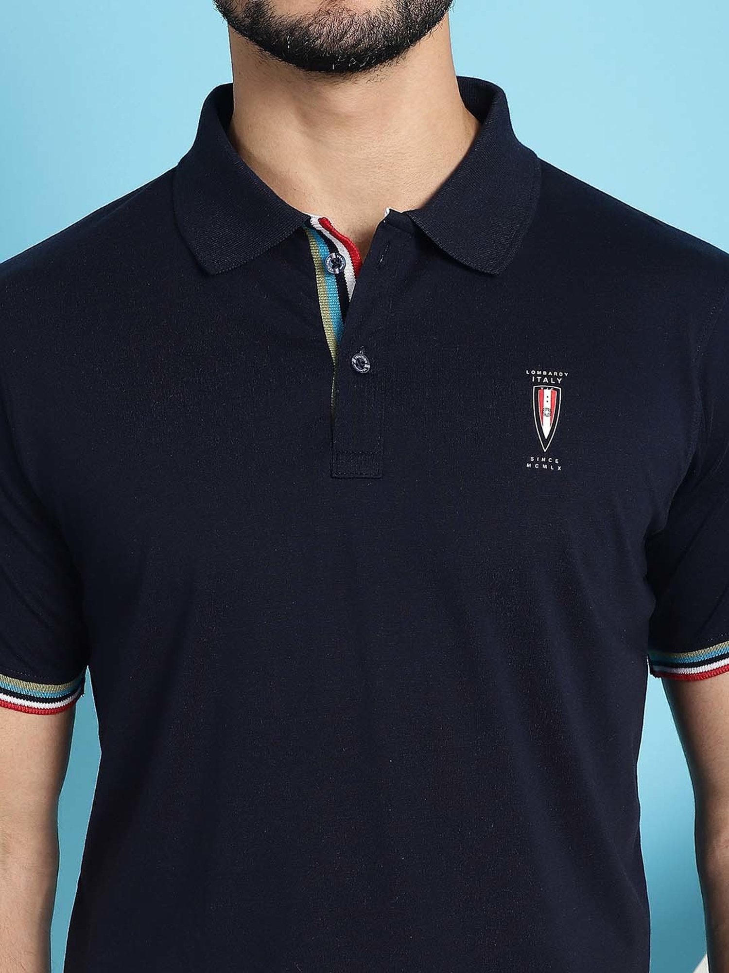 Venitian- Forbidden Clothing Navy Slim Fit Printed Polo T-Shirt