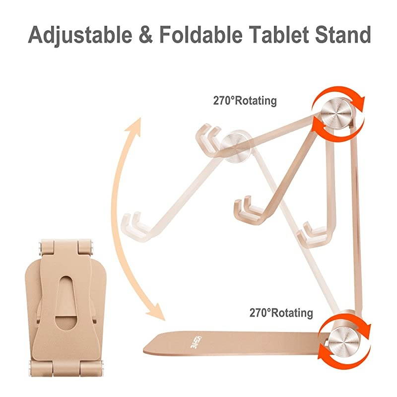 Adjustable Tablet Stand Holders,  Cell Phone Stands, Phone Desk Holder, iPhone Stand, iPad Stand, Aluminum Stands Cradle Dock for Switch, Fit All Smartphones and Tablets - Black