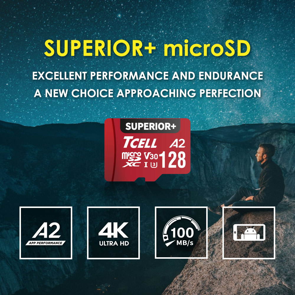 TCELL SUPERIOR+ 256GB microSDXC A2 USH-I U3 V30 Read 100MB/s Write 85MB/s Full HD & 4K UHD Memory Card With Adapter