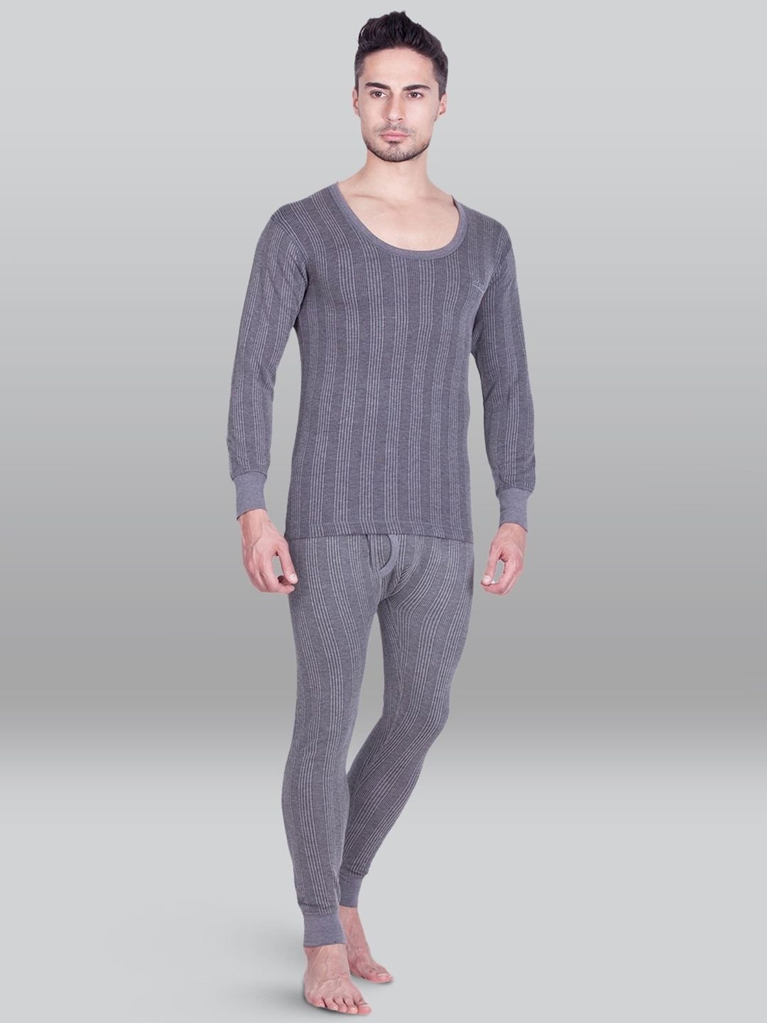 LUX Inferno Charcoal Skinny Fit Striped Thermal Set