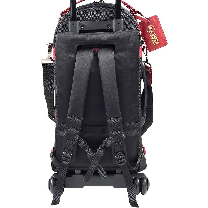 Gard Designer Compact Triple Trumpet Wheelie Black Synthetic with Burgundy Leather Trim
