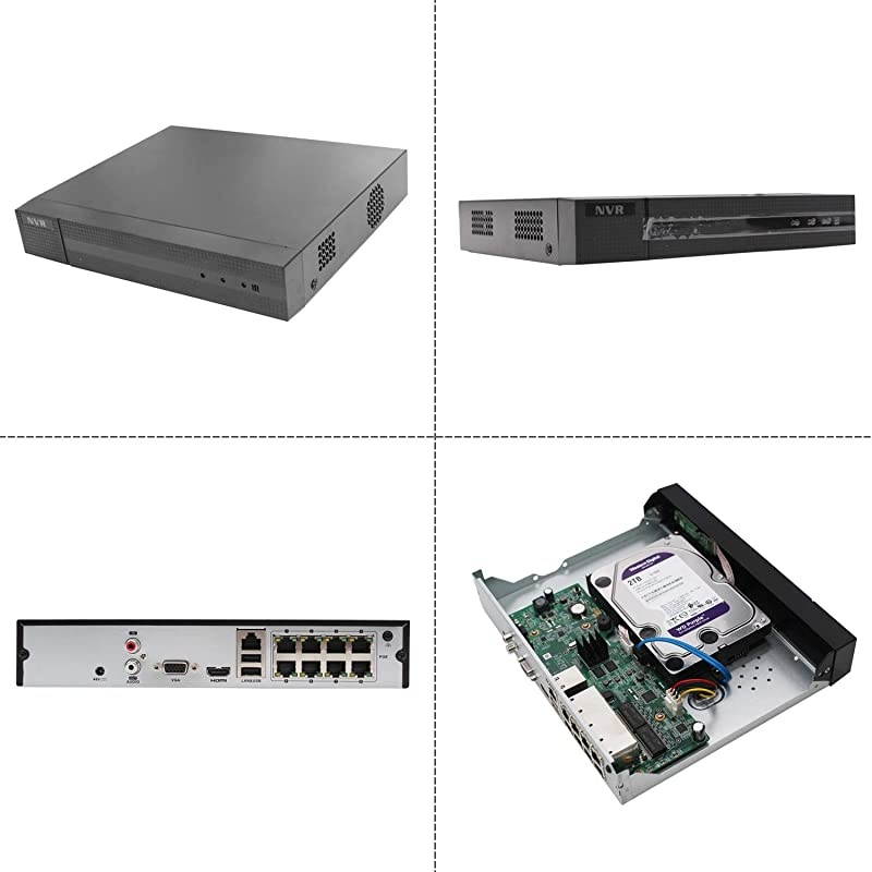 8CH 4K PoE NVR (1080p/3MP/4MP/5MP/6MP/8MP/4K) POE Network Video Recorder IP Home Security Camera System Video Recorder,H.265+ IVMS4200 Backup Without HDD