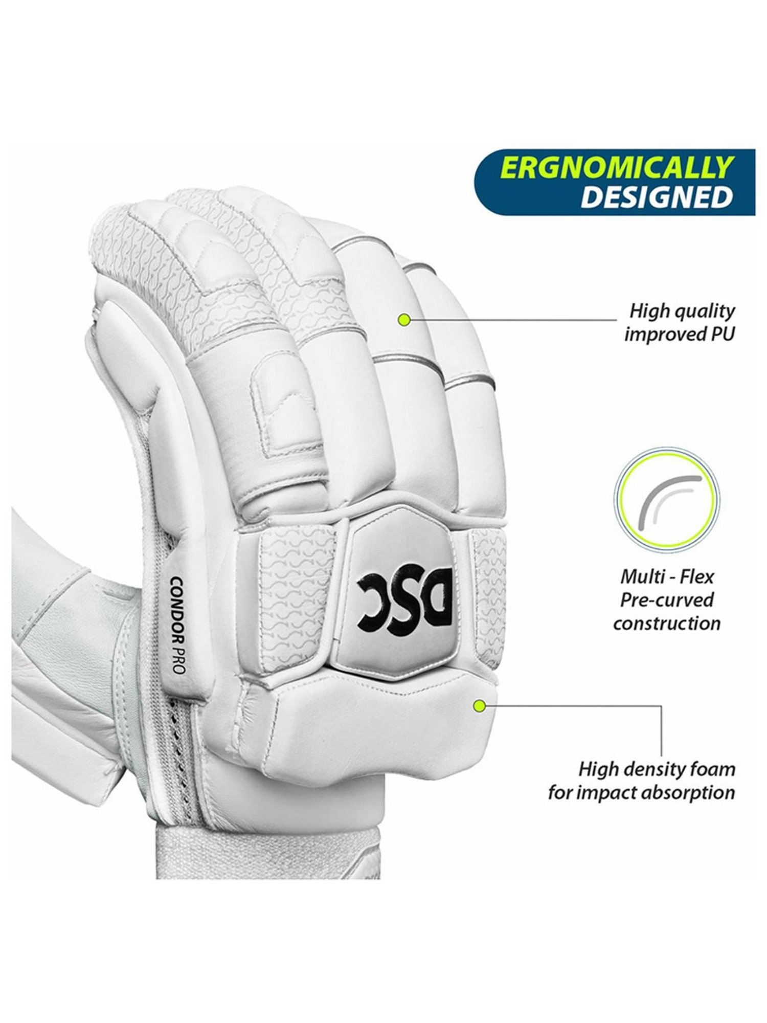 DSC Condor Pro Leather Cricket Batting Gloves Size - Mens