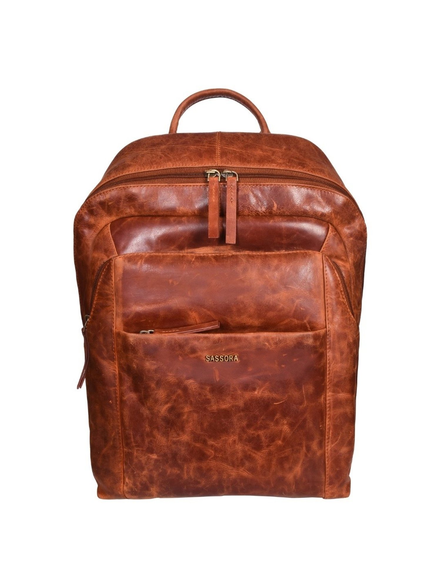 SASSORA UNFOLD Tan Leather Medium Messenger Bag