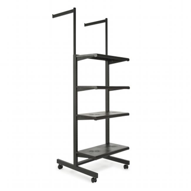 Econoco K400 - B Frame With 4-24 in. Shelves And 2-16 in. Arms 1 x 2 in. Rectangular Tubing - Black