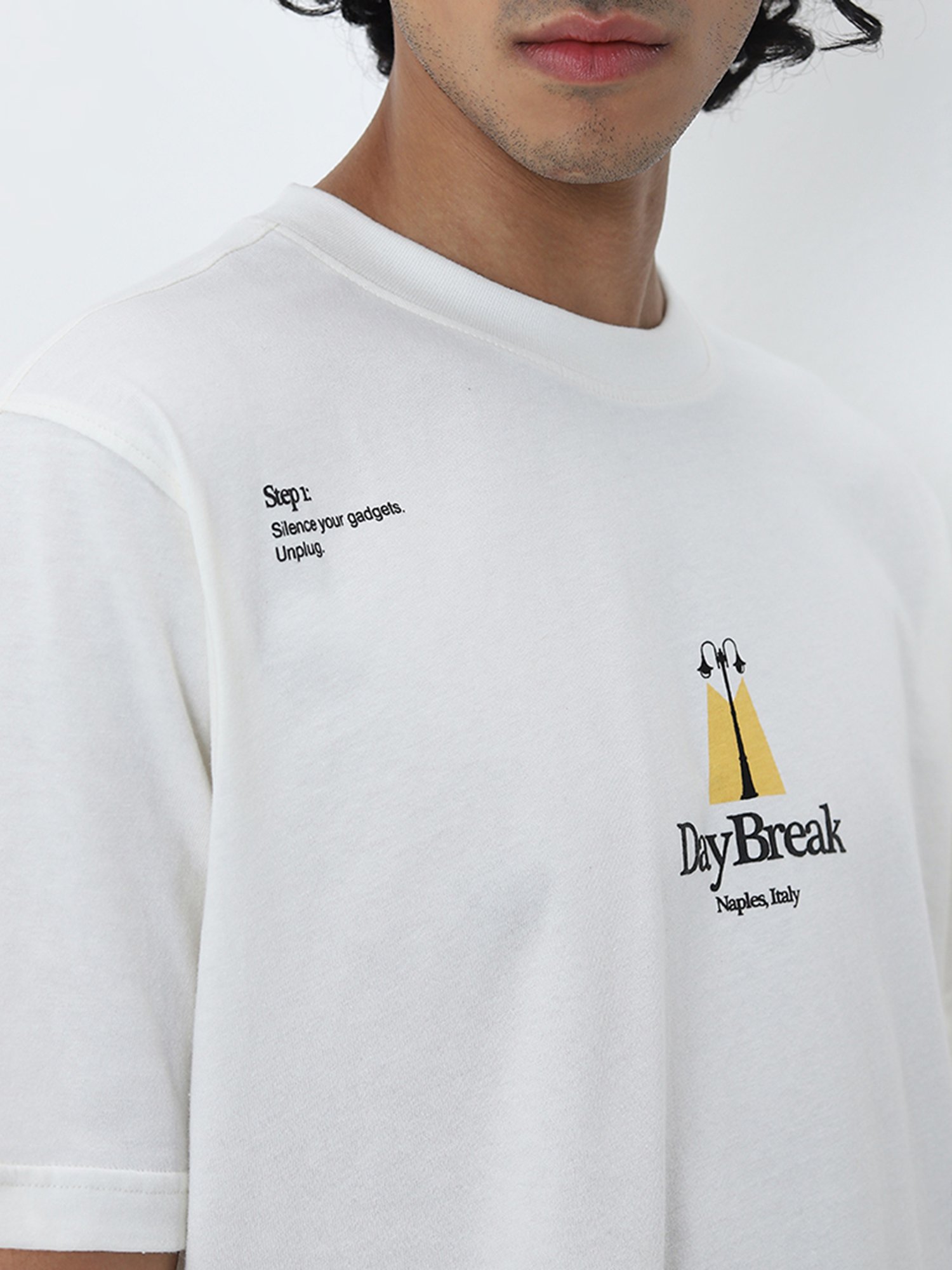 Nuon by Westside White Graphic Design Relaxed-Fit Cotton T-Shirt