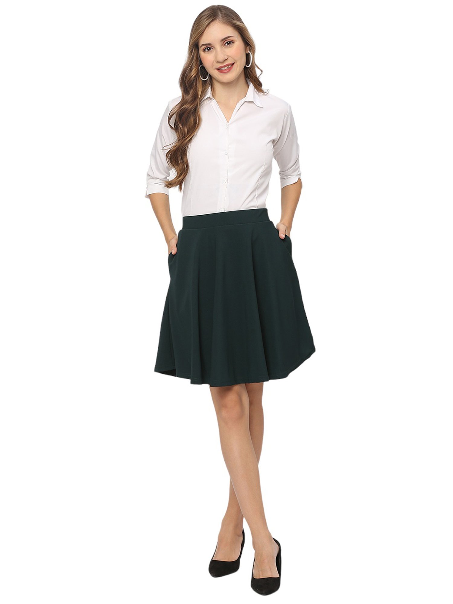 Smarty Pants Dark Green Cotton Mini Skirt