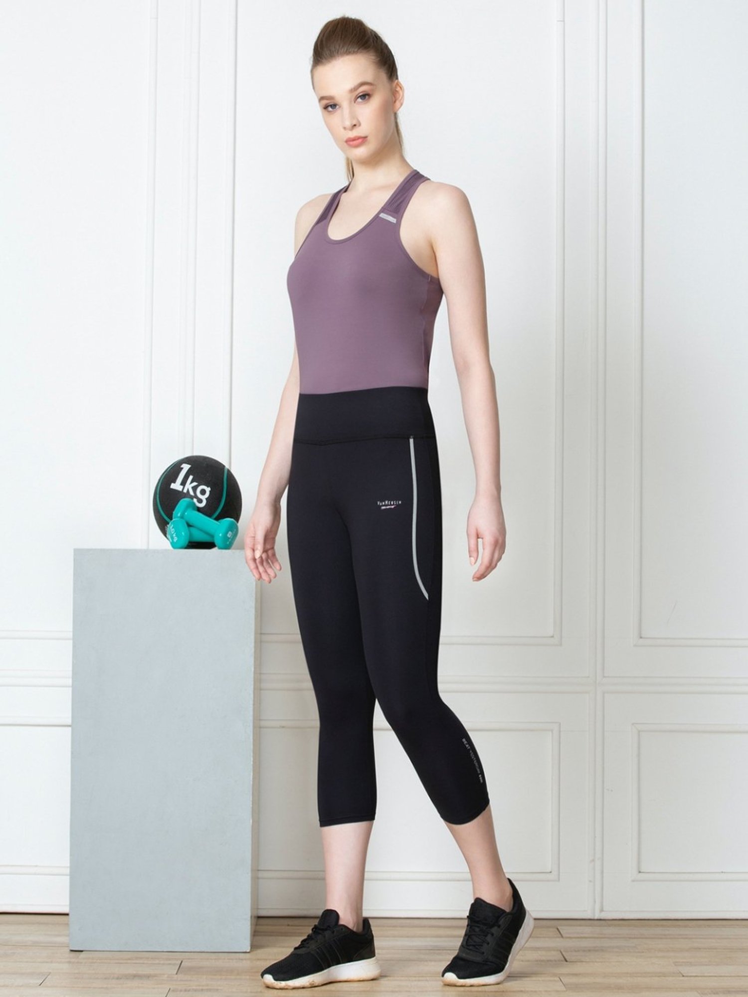 KENDALL + KYLIE Black Cotton Sports Tights