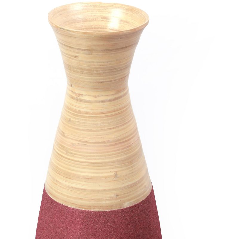 Uniquewise 31.5" Tall Handcrafted Bamboo Floor Vase, Burgundy and Natural