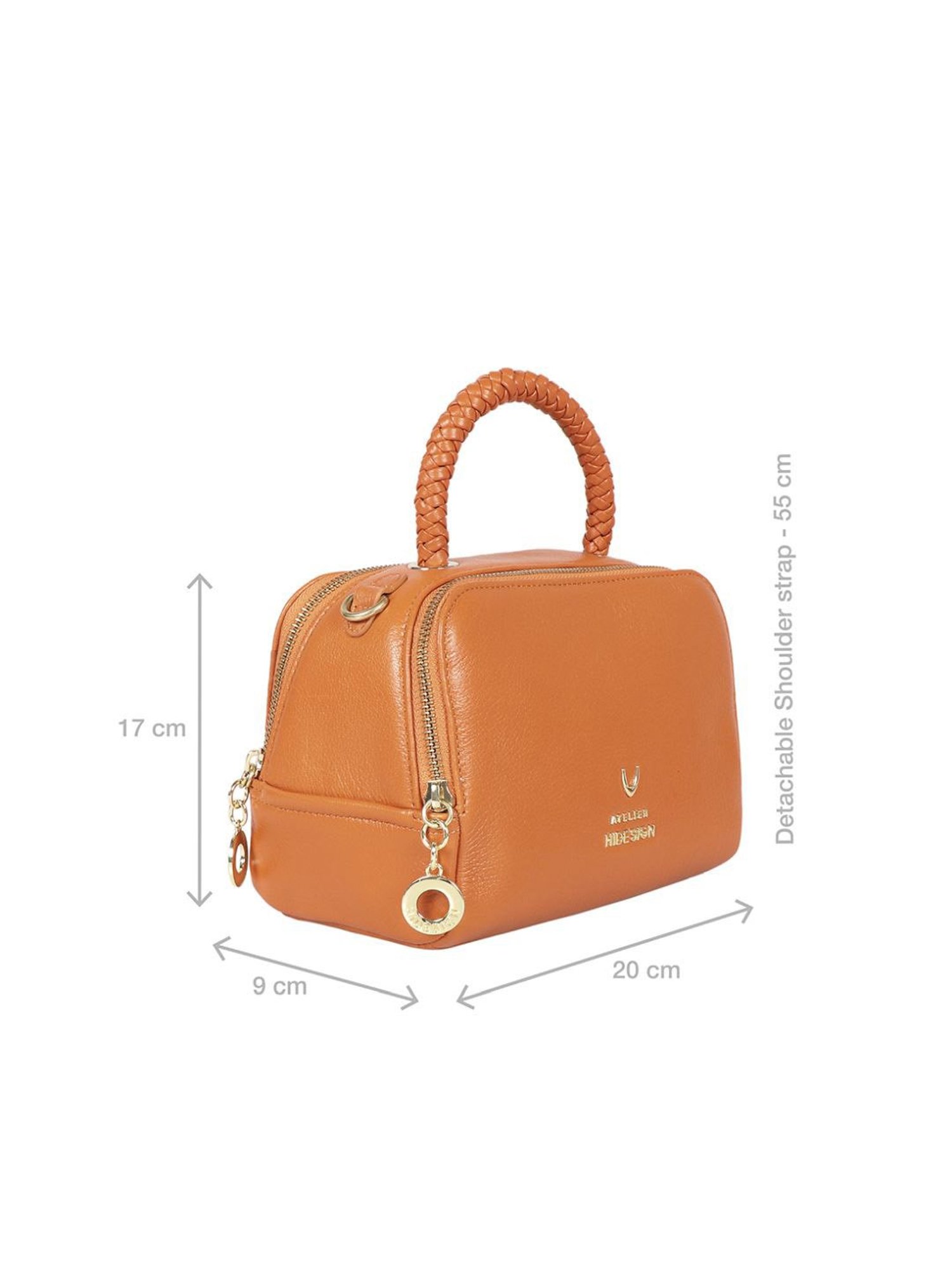 Hidesign Atelier Callas 04 Orange Leather Solid Bowler Handbags