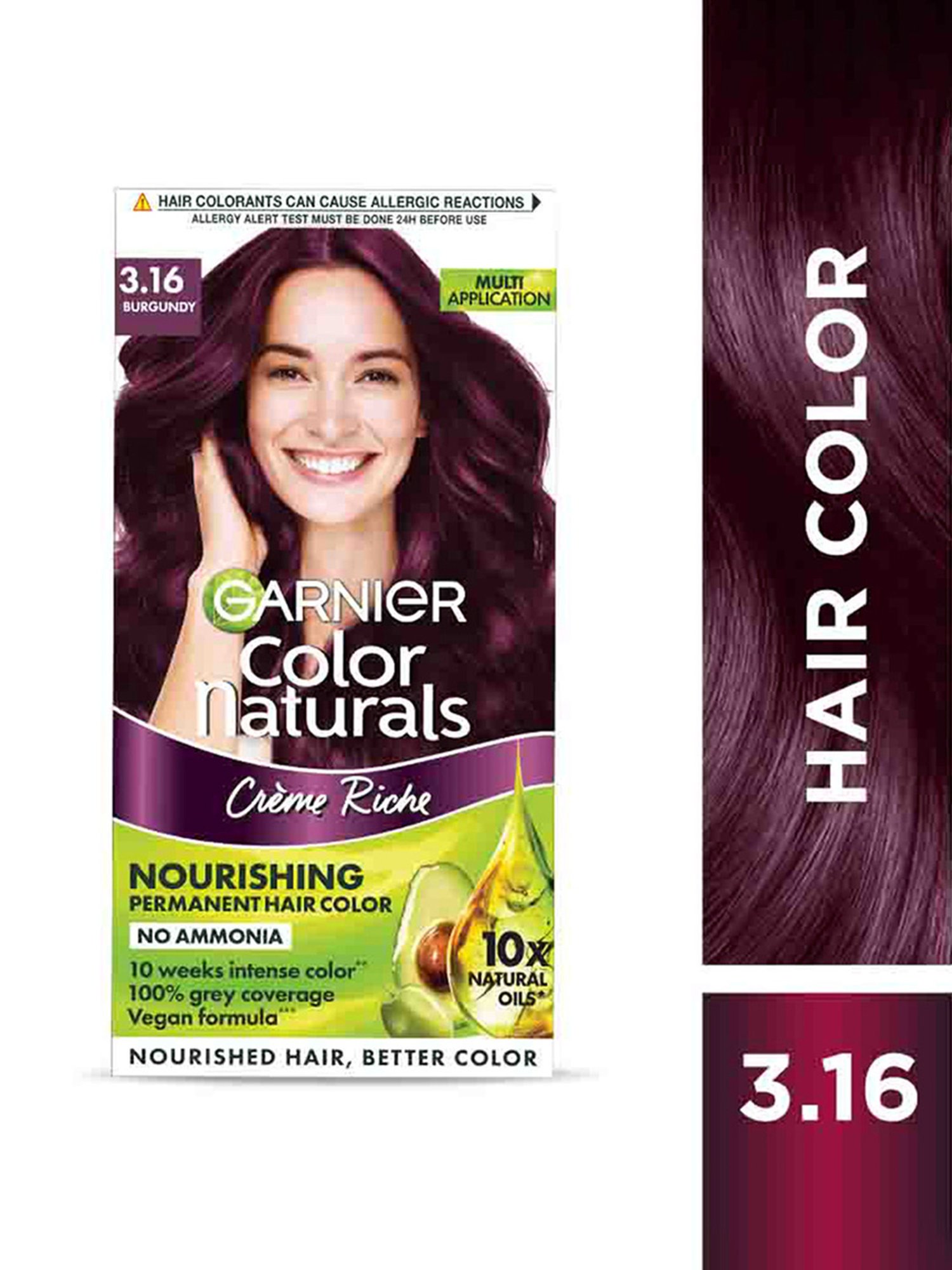 Garnier Color Naturals Creme Hair Color Shade 3.16 Burgundy - 70 ml + 60 gm