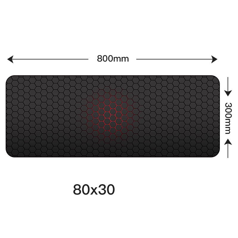 HISPETECH 80X30cm Hexagon Large Gaming Mouse Pad Locking Edge Natural Rubber Keyboard Mouse Mat Anti-slip PolygonTexture PC Keyboard Desk Pad XL