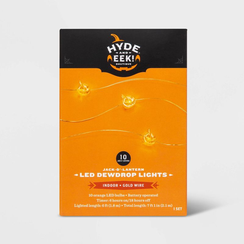 10ct Orange Pumpkin LED Battery-Powered Fairy String Lights with Timer - Hyde & EEK! Boutique™