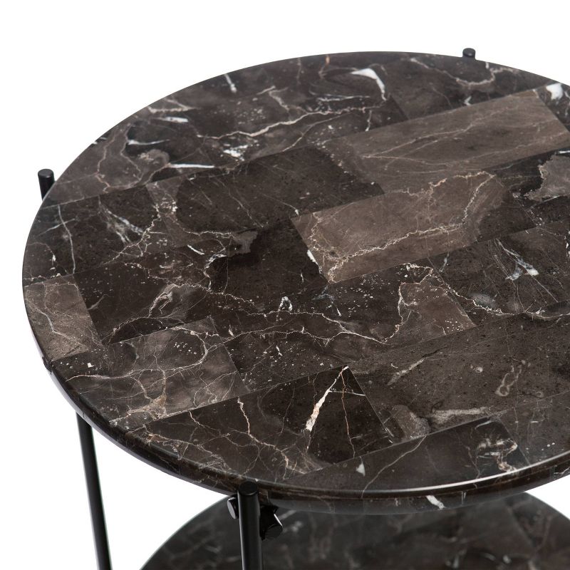 Simchett Round Marble Side Table Gray/Black - Aiden Lane