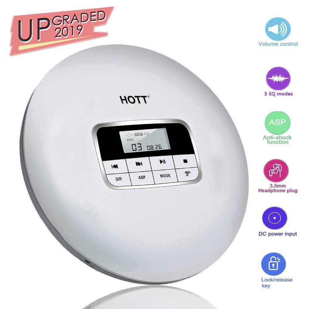 CD Player HOTT  Personal CD Player with Headphone Jack, Anti-Skip/Shockproof Protection Compact CD Music Player