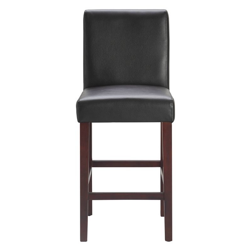 Set of 2 25.5" Liam Leather Counter Height Barstool Chocolate Dark Brown - Serta