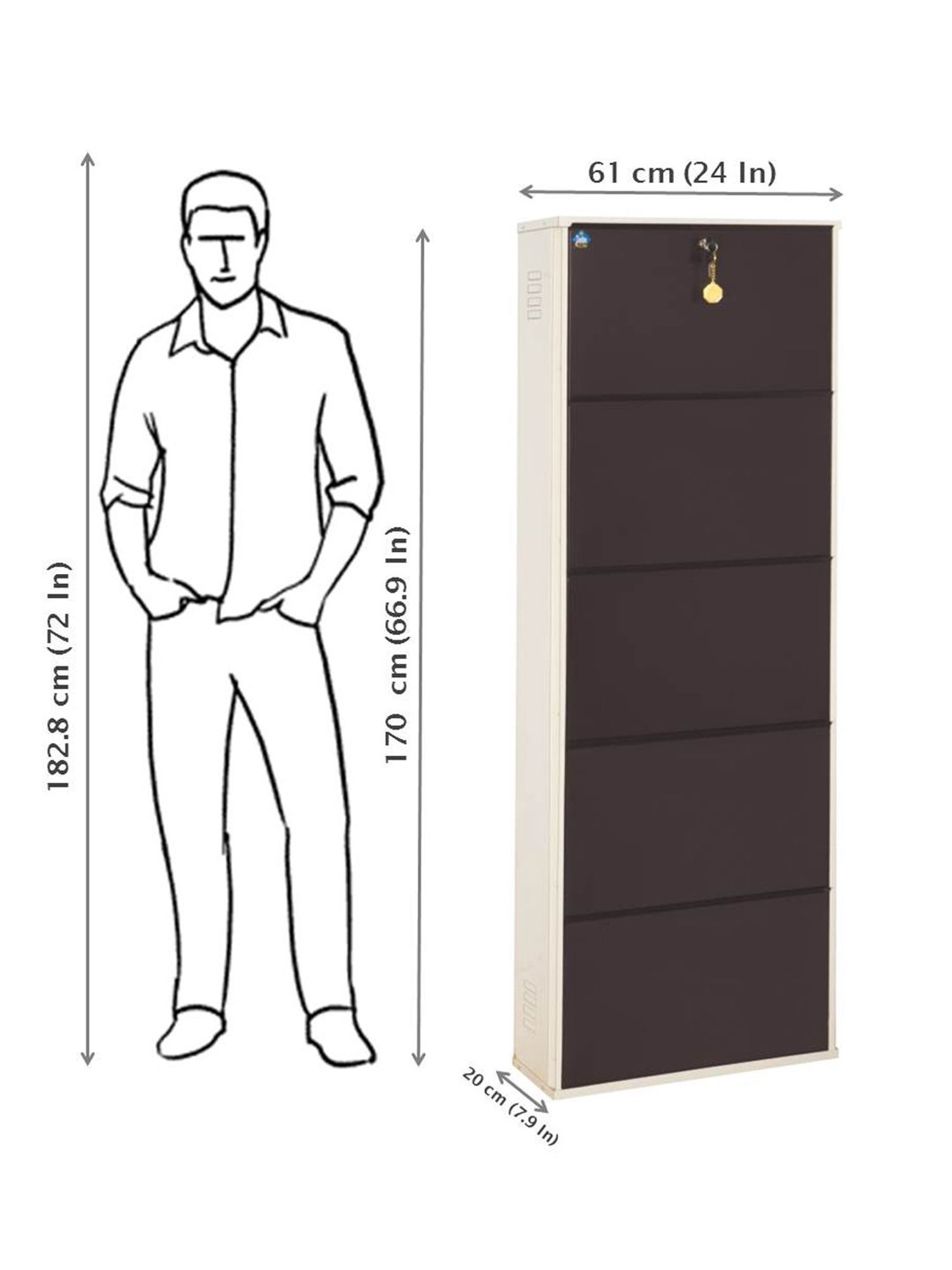 Delite Kom Metal Shoe Rack - 24" 10 Shelf, Double Decker, Ivory Coffee, PowderCoat, Wall Mount, DIY
