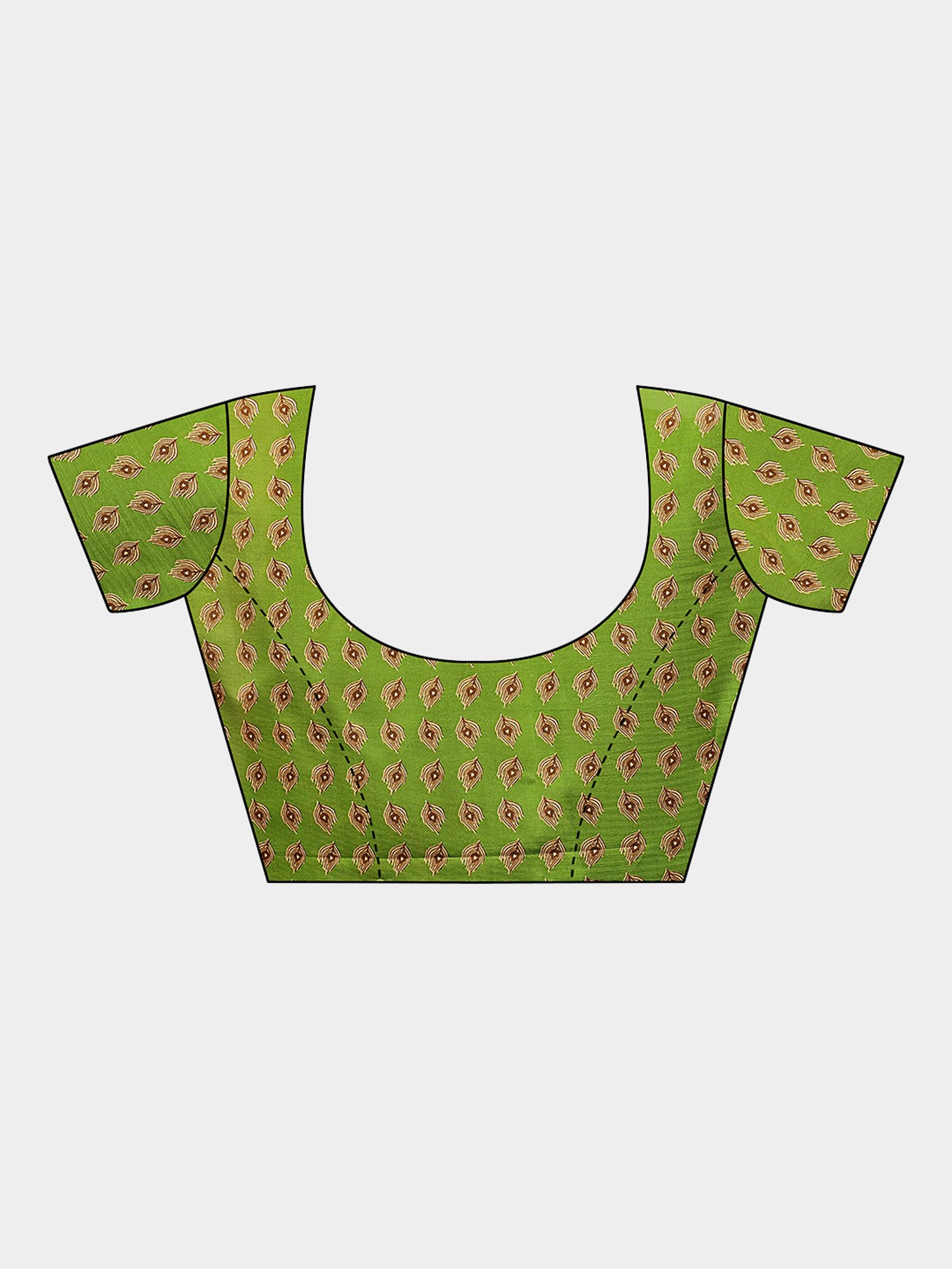 KSUT Green & Beige Check Saree With Blouse