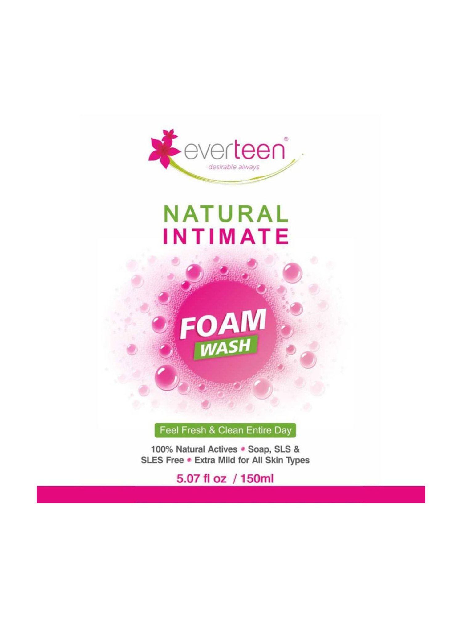 everteen Natural Intimate Foam Wash for Feminine Hygiene in Women - 150 ml Each (Pack of 2)