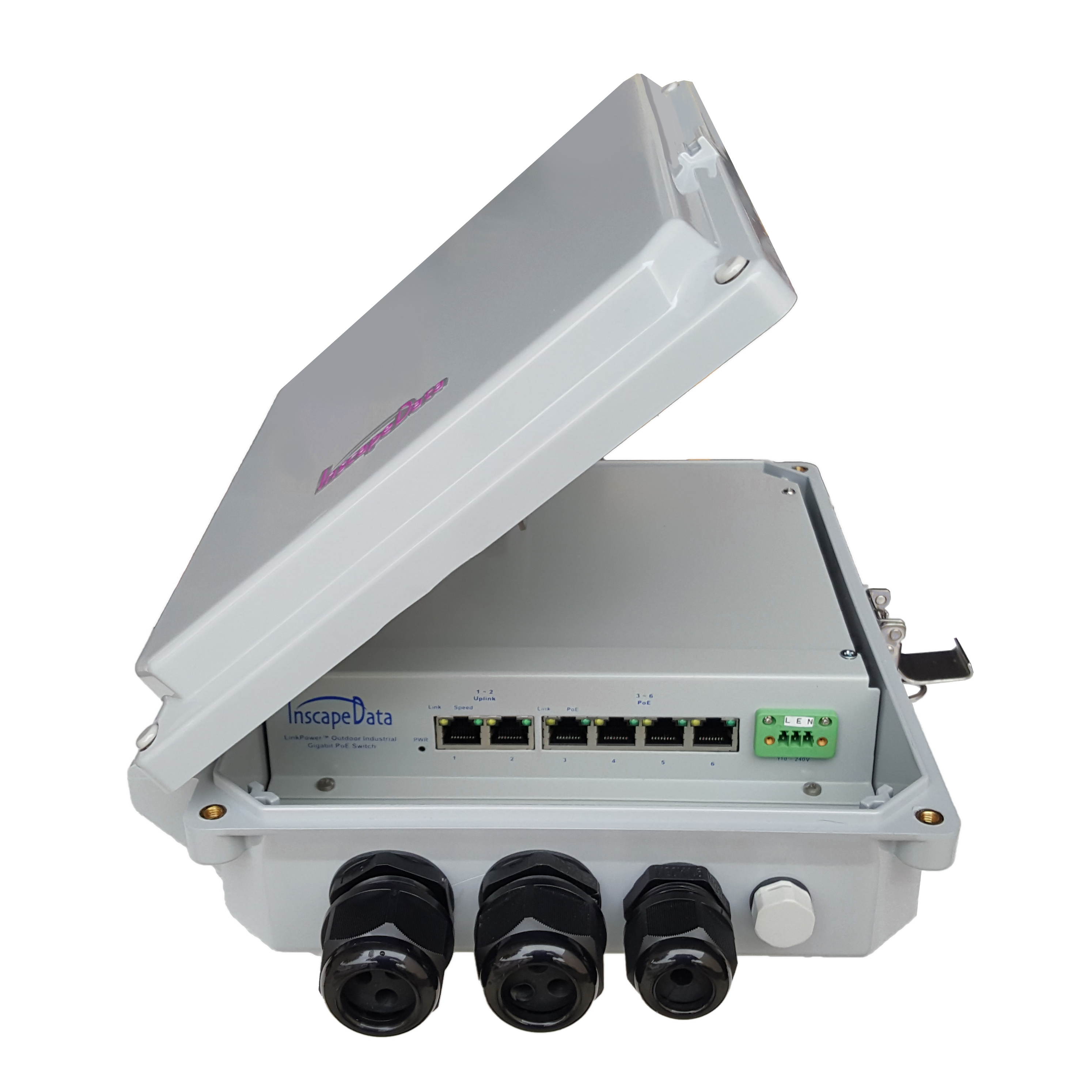 LinkPowerTM LPS840AT-T1 Outdoor 6-Port Gigabit PoE Switch with 2 RJ45 Gigabit Uplink Ports by Inscape Data Corporation