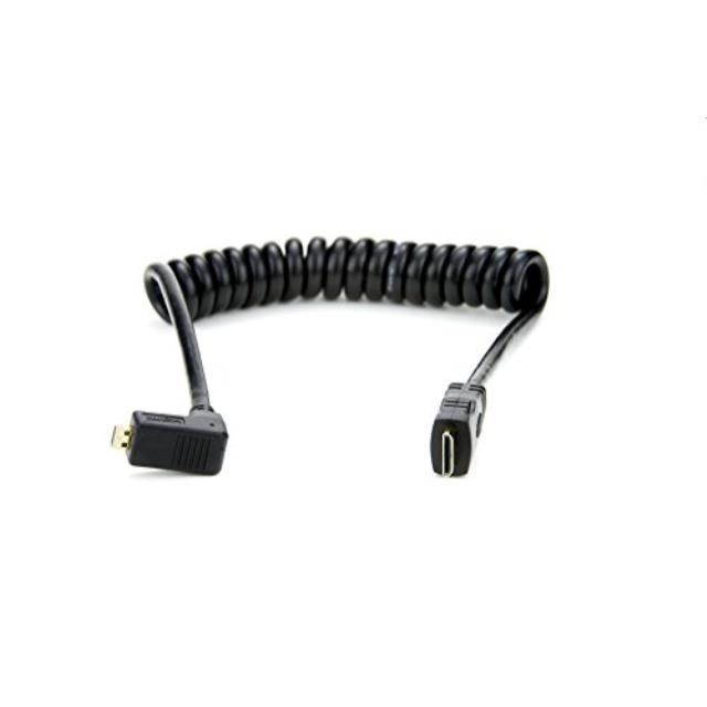 Atomos 11.81"/30cm Coiled Right Angled Micro HDMI to Straight Mini HDMI Cable