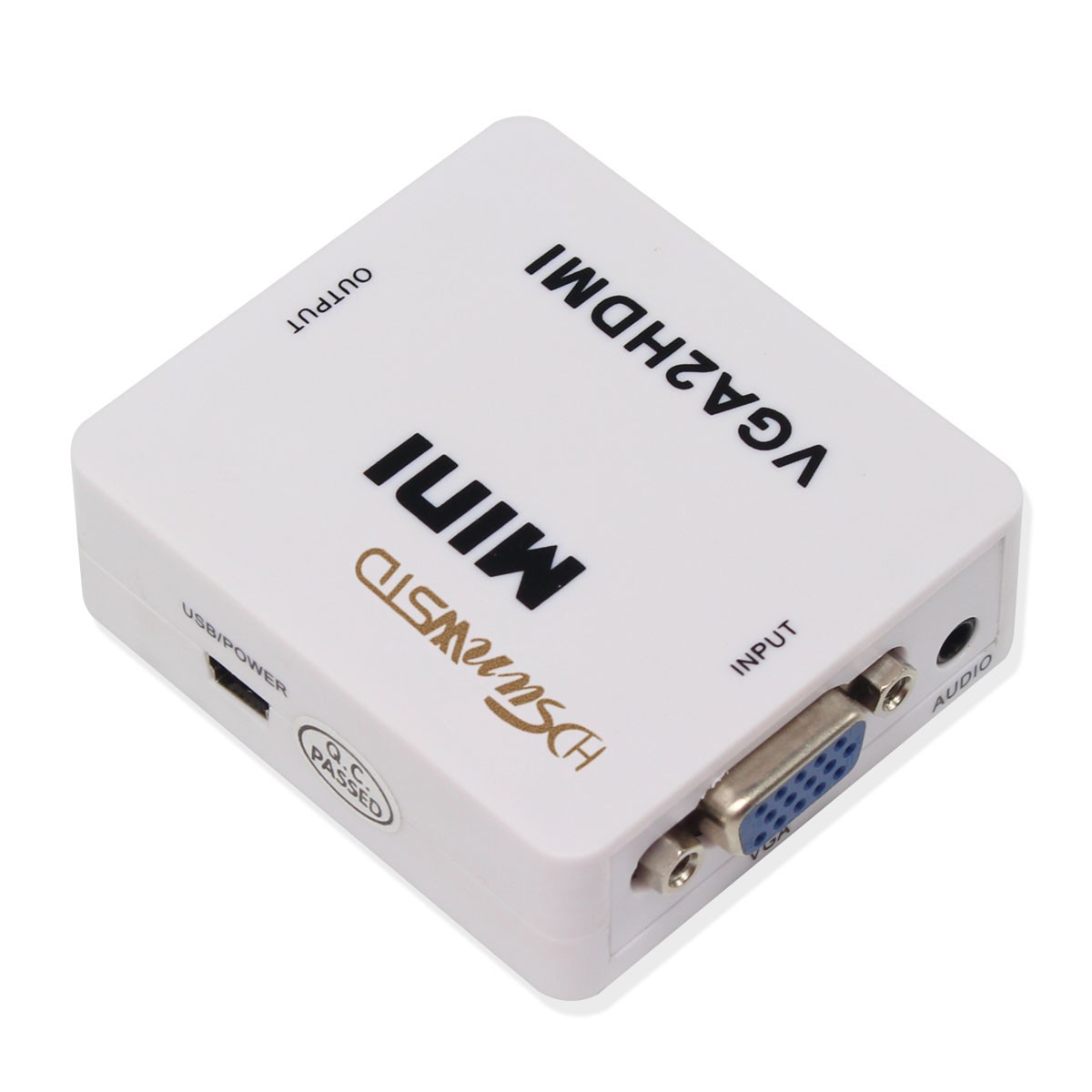 VGA to HDMI,1080P Full HD Mini VGA to HDMI Audio Video Converter Adapter Box with USB Cable and 3.5mm Audio Port Support HDTV for PC Laptop Display Computer Mac Projector (Black)