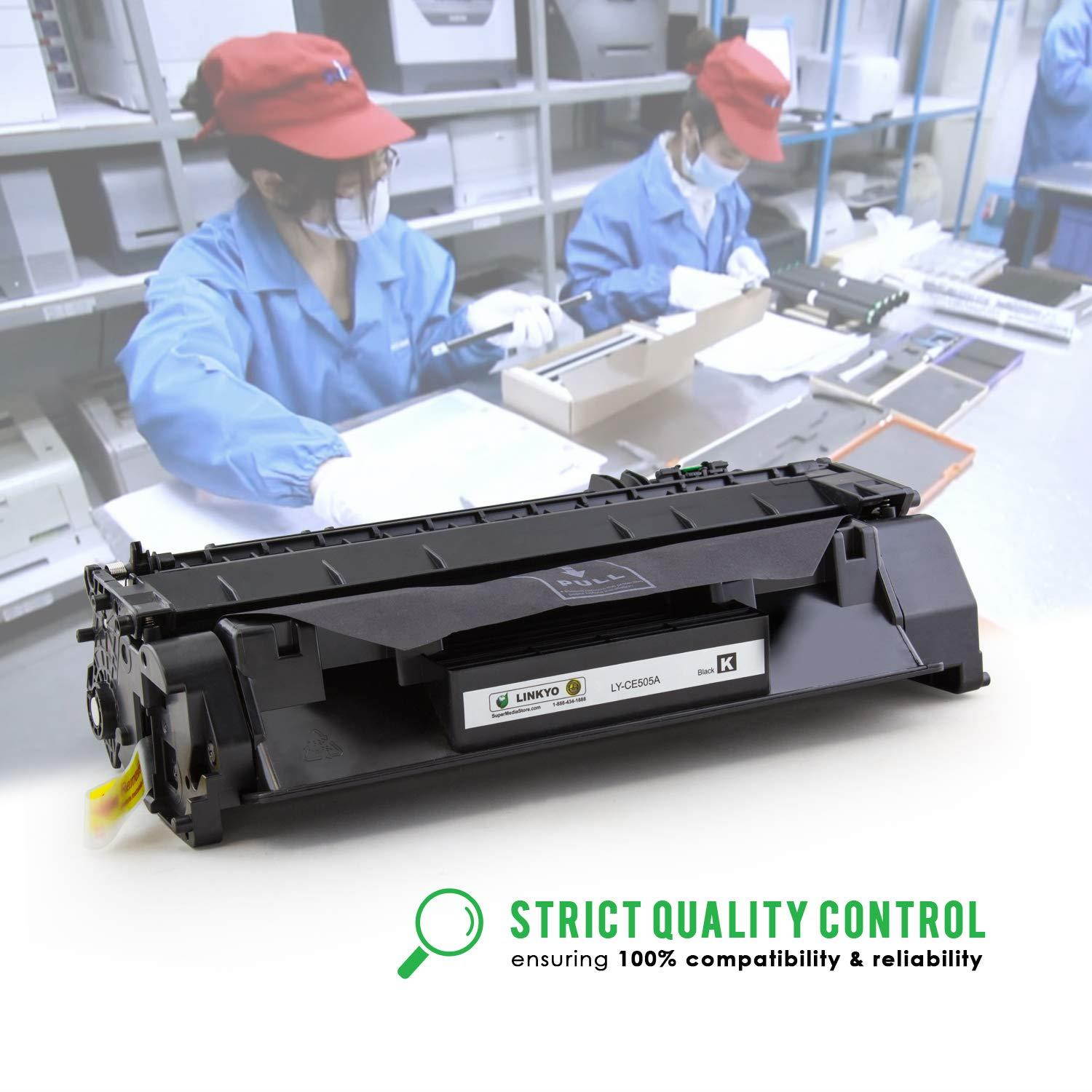 LINKYO Compatible Toner Cartridge Replacement for HP 05A CE505A (Black, 2-Pack)