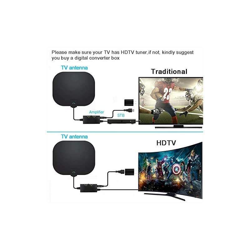 HD Indoor Digital TV Antenna Long 250 Miles Range, 360&deg; Reception Digital Antenna, Compatible 8K 4K 1080P HDTV and All Old Tv for Free Channels - On The Go Portable Indoor TV Antenna