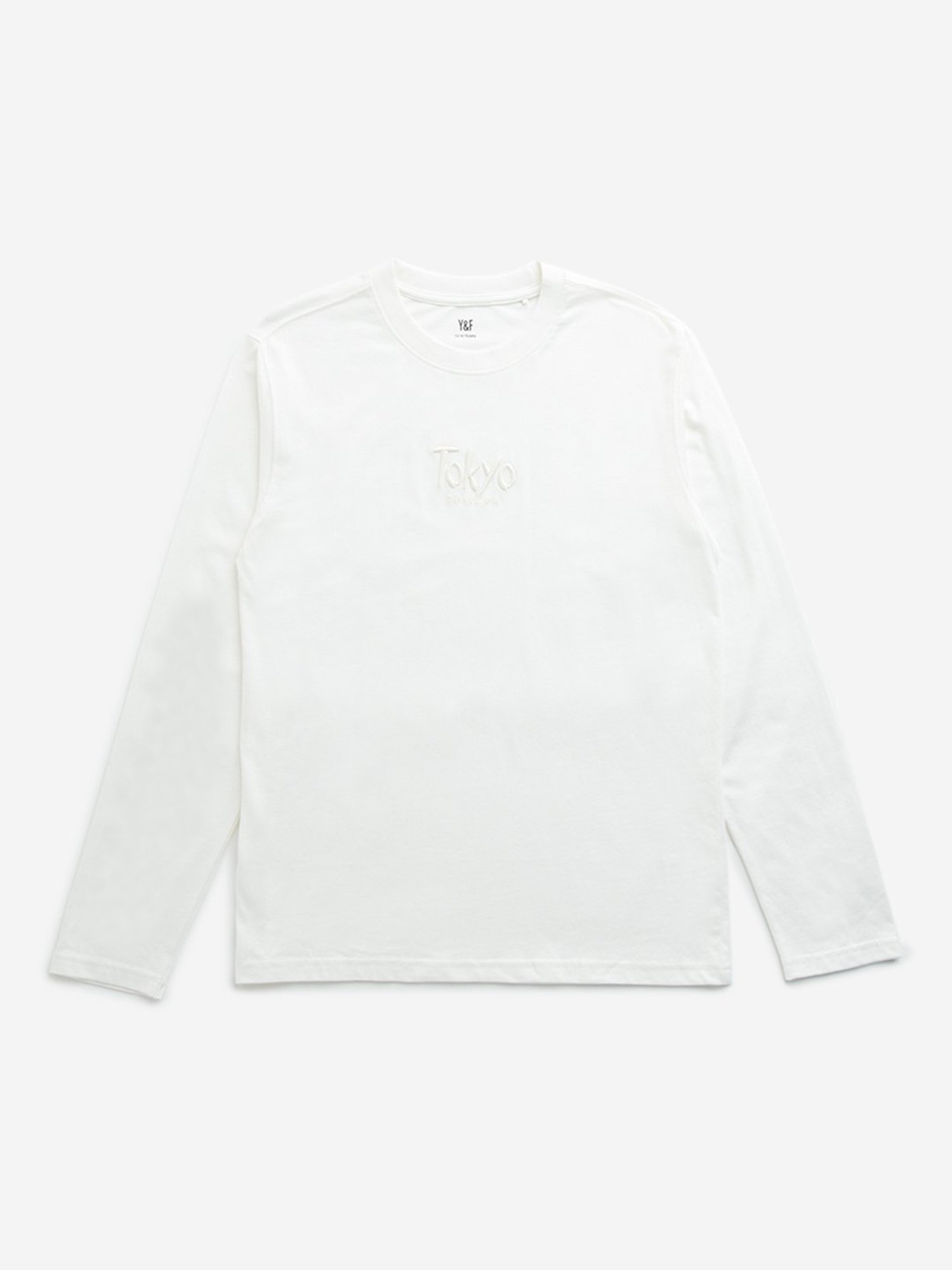 Y&F Kids by Westside White Text Embroidered Cotton T-Shirt