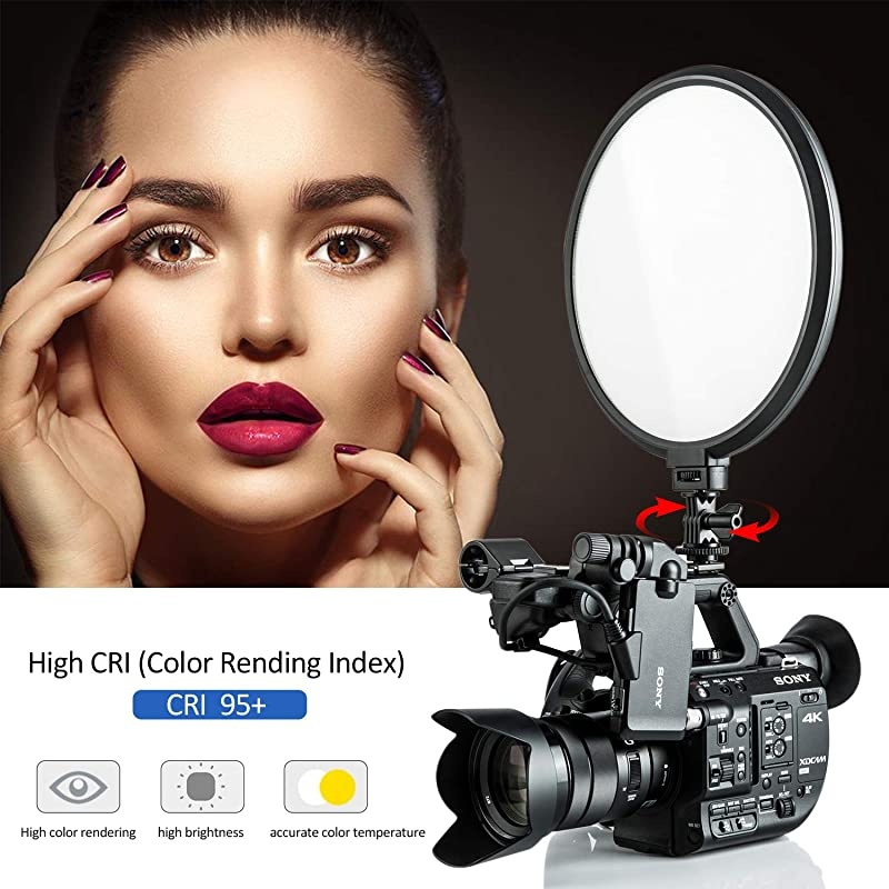 VL500T Led Light kit3300K5600K LED Video Conference Lighting 10 inch UltraThin Key Light Studio Round Lighting LED Video Light for Video Calling Portrait Light with BatteryAC Adapter