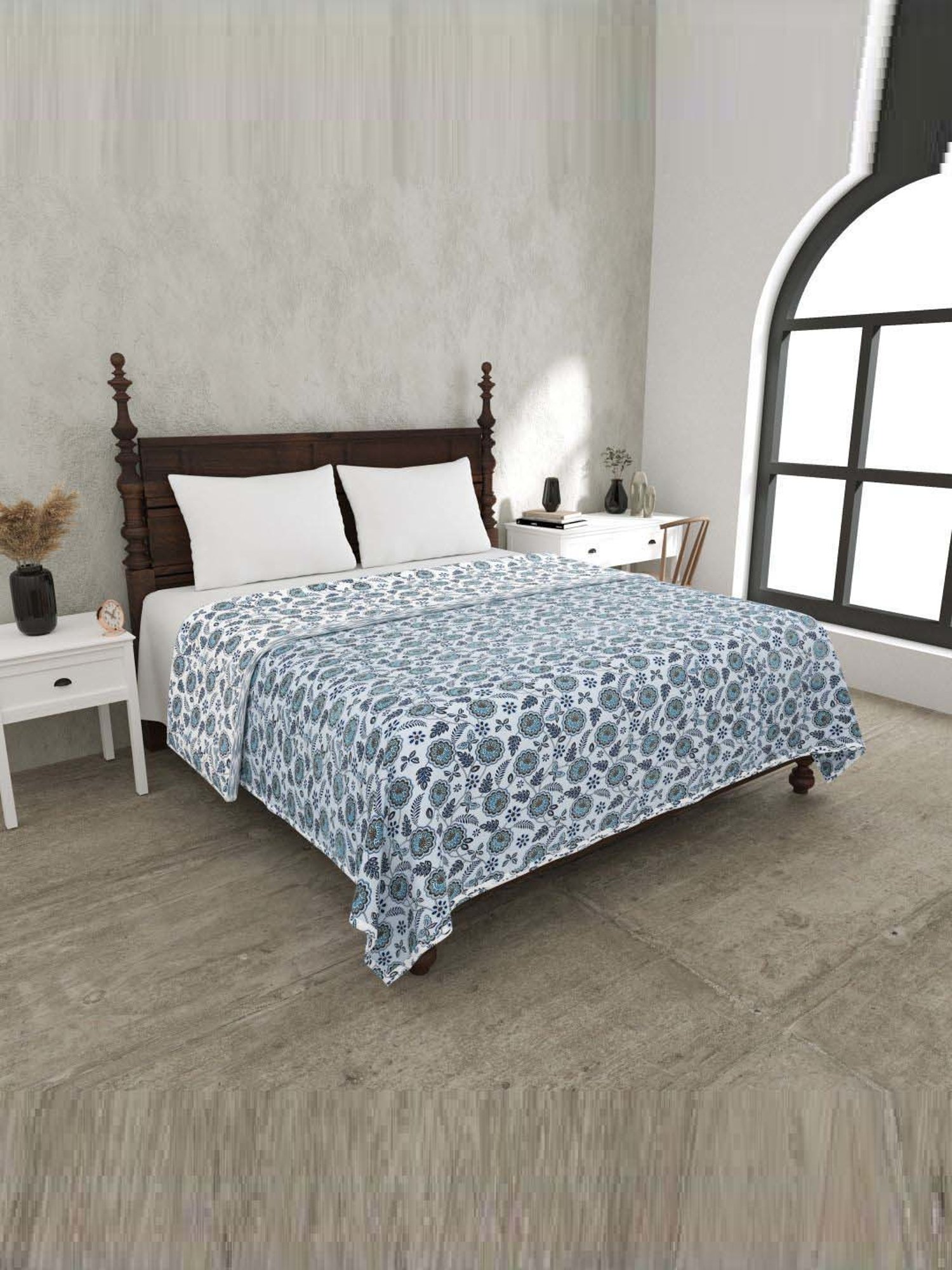 JaipurFabric Light Blue Cotton 150 GSM Reversible Ac Dohar