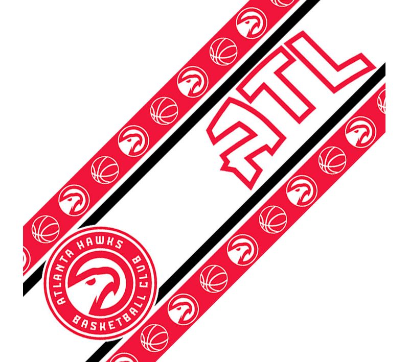Set of 4 NBA Wall Border Set Self-Stick Basketball Team Logo Borders - Atlanta Hawks..